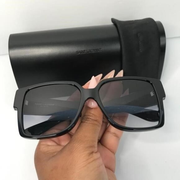 New Authentic SAINT LAURENT Acetate Flat Top Sunglasses SL M9 002 Black - Picture 6 of 9